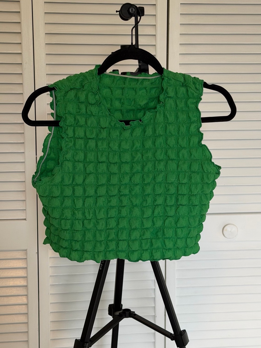 Textured Green Crop Tank Top